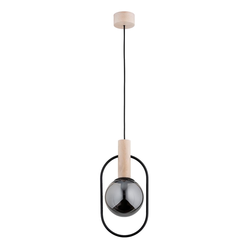 Ljuskrona med textilsladd NIKI 1xE14/10W/230V svart/beige