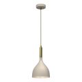 Ljuskrona med textilsladd NOAK 1xE27/15W/230V beige/guld