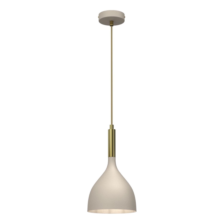 Ljuskrona med textilsladd NOAK 1xE27/15W/230V beige/guld