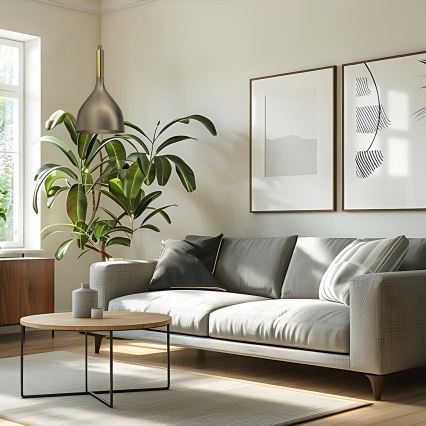 Ljuskrona med textilsladd NOAK 1xE27/15W/230V mässing/guld