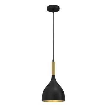 Ljuskrona med textilsladd NOAK 1xE27/15W/230V svart/guld