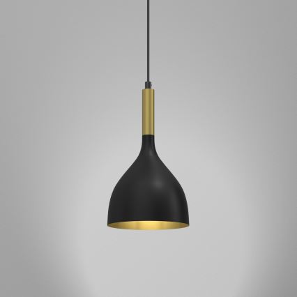Ljuskrona med textilsladd NOAK 1xE27/15W/230V svart/guld