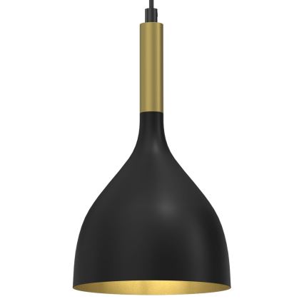Ljuskrona med textilsladd NOAK 1xE27/15W/230V svart/guld
