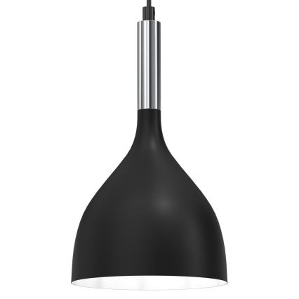 Ljuskrona med textilsladd NOAK 1xE27/15W/230V svart/skinande krom