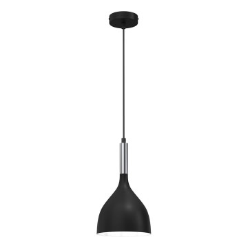 Ljuskrona med textilsladd NOAK 1xE27/15W/230V svart/skinande krom