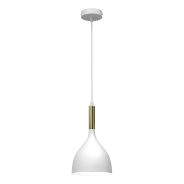 Ljuskrona med textilsladd NOAK 1xE27/15W/230V vit/guld