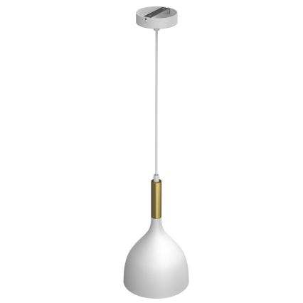 Ljuskrona med textilsladd NOAK 1xE27/15W/230V vit/guld