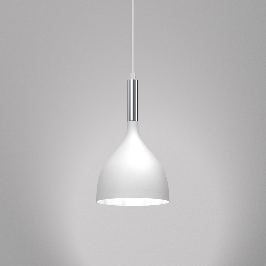 Ljuskrona med textilsladd NOAK 1xE27/15W/230V vit/skinande krom