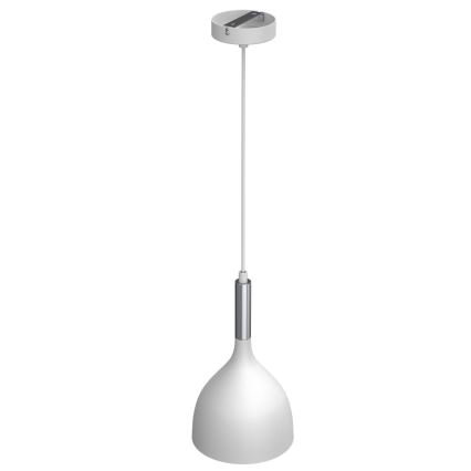 Ljuskrona med textilsladd NOAK 1xE27/15W/230V vit/skinande krom