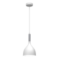 Ljuskrona med textilsladd NOAK 1xE27/15W/230V vit/skinande krom