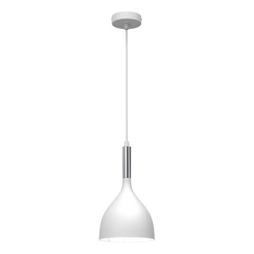 Ljuskrona med textilsladd NOAK 1xE27/15W/230V vit/skinande krom