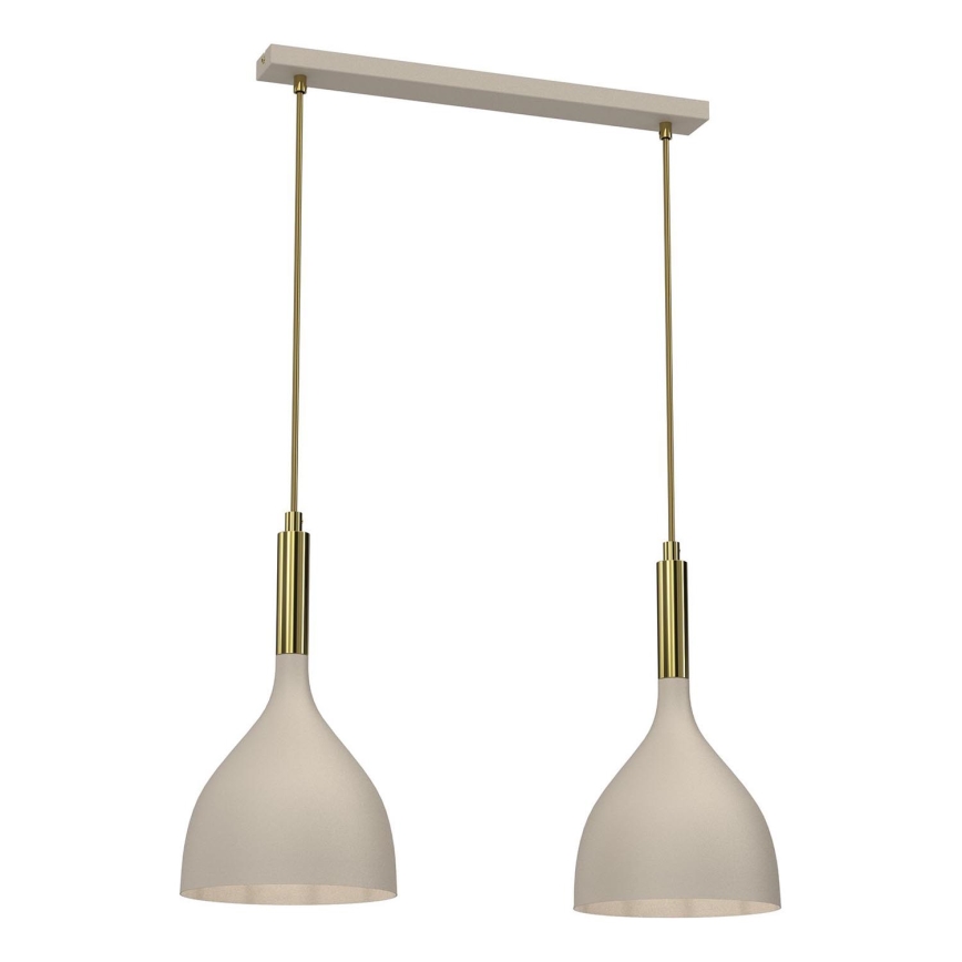 Ljuskrona med textilsladd NOAK 2xE27/15W/230V beige/guld