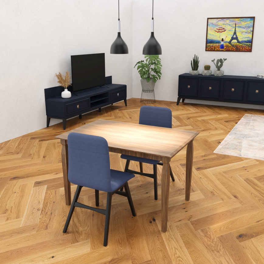 Ljuskrona med textilsladd NOAK 2xE27/15W/230V svart/skinande krom