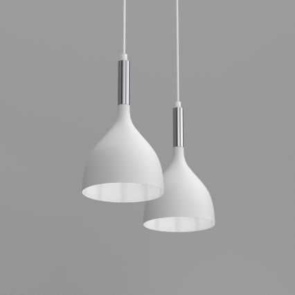 Ljuskrona med textilsladd NOAK 2xE27/15W/230V vit/skinande krom