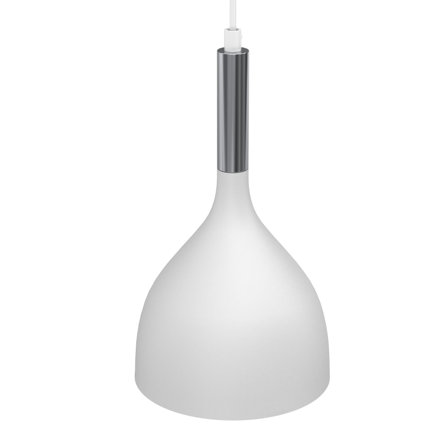 Ljuskrona med textilsladd NOAK 2xE27/15W/230V vit/skinande krom