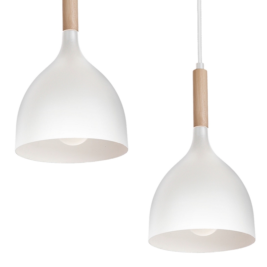 Ljuskrona med textilsladd NOAK 5xE27/15W/230V vit/bok