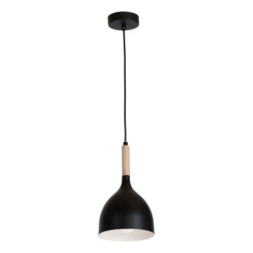 Ljuskrona med textilsladd NOAK WOOD 1xE27/15W/230V svart/bok