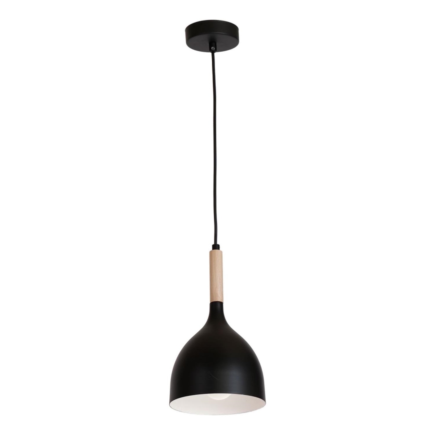 Ljuskrona med textilsladd NOAK WOOD 1xE27/15W/230V svart/bok