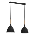 Ljuskrona med textilsladd NOAK WOOD 2xE27/15W/230V svart/bok
