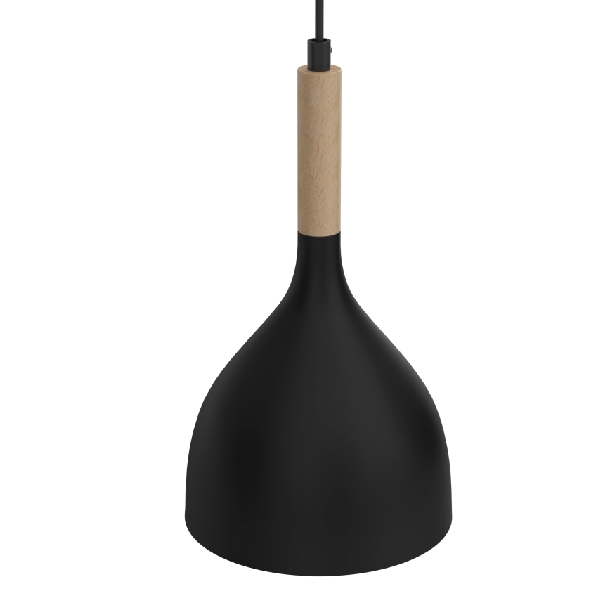 Ljuskrona med textilsladd NOAK WOOD 2xE27/15W/230V svart/bok