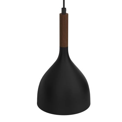 Ljuskrona med textilsladd NOAK WOOD 2xE27/15W/230V svart/bok