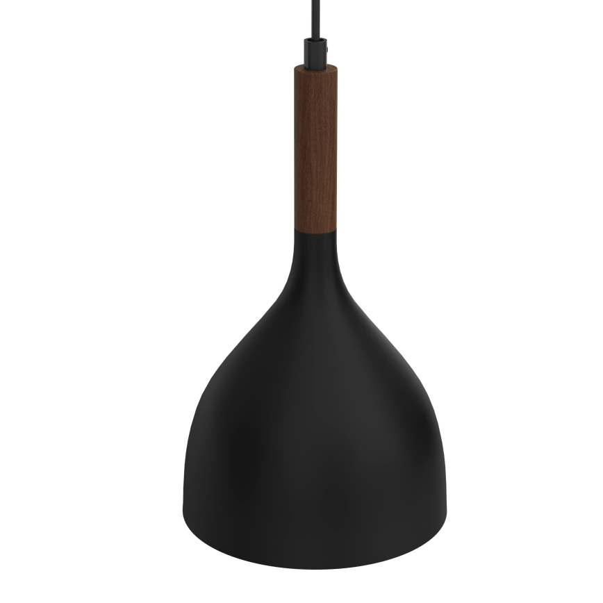Ljuskrona med textilsladd NOAK WOOD 2xE27/15W/230V svart/bok