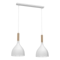 Ljuskrona med textilsladd NOAK WOOD 2xE27/15W/230V vit/bok