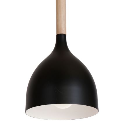 Ljuskrona med textilsladd NOAK WOOD 3xE27/15W/230V svart/bok