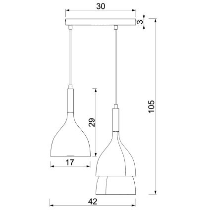 Ljuskrona med textilsladd NOAK WOOD 3xE27/15W/230V svart/bok