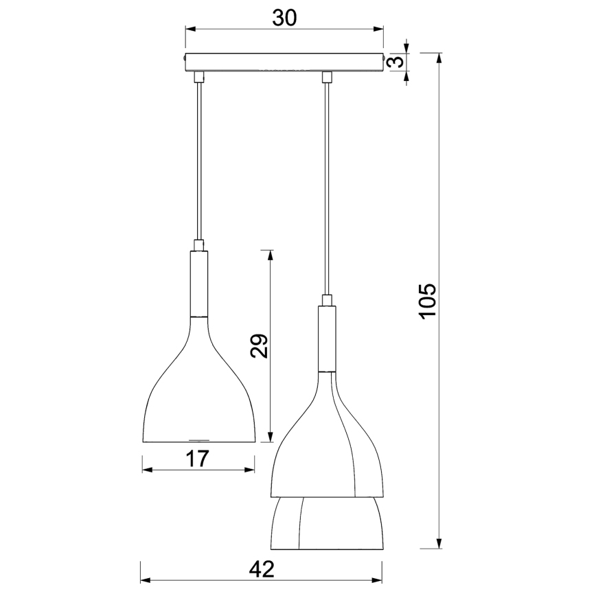 Ljuskrona med textilsladd NOAK WOOD 3xE27/15W/230V svart/bok
