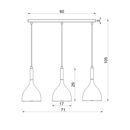 Ljuskrona med textilsladd NOAK WOOD 3xE27/15W/230V vit/bok