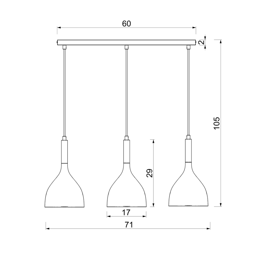 Ljuskrona med textilsladd NOAK WOOD 3xE27/15W/230V vit/bok