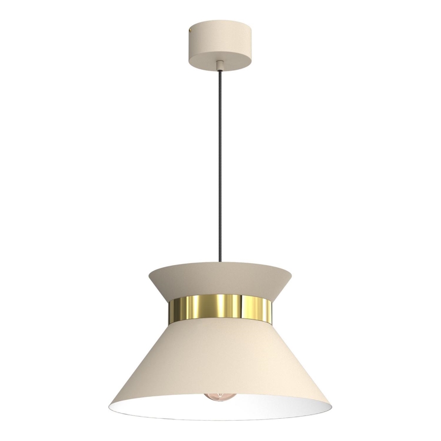Ljuskrona med textilsladd NORGE 1xE27/15W/230V beige/guld