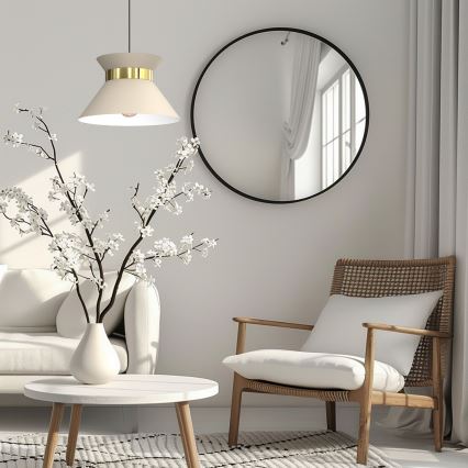 Ljuskrona med textilsladd NORGE 1xE27/15W/230V beige/guld