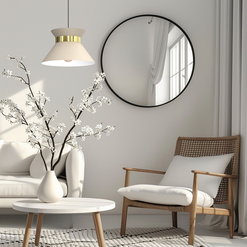 Ljuskrona med textilsladd NORGE 1xE27/15W/230V beige/guld