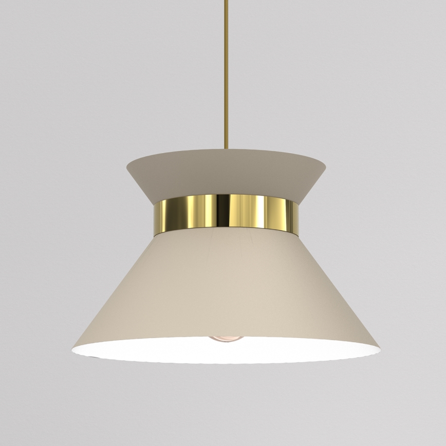 Ljuskrona med textilsladd NORGE 1xE27/15W/230V beige/guld