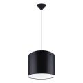 Ljuskrona med textilsladd NOVA 1xE27/15W/230V diameter 30 cm svart