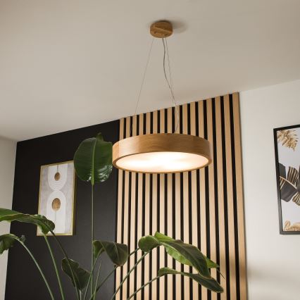 Ljuskrona med textilsladd OAK 3xE27/60W/230V ek ø 47,5 cm - FSC certifierade