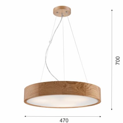 Ljuskrona med textilsladd OAK 3xE27/60W/230V ek ø 47,5 cm