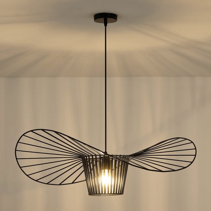 Ljuskrona med textilsladd OGGI 1xE27/40W/230V diameter 80 cm svart