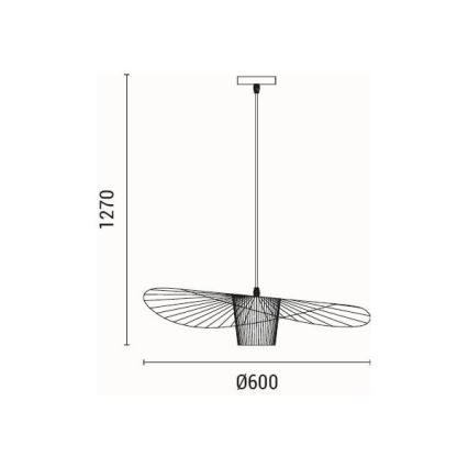 Ljuskrona med textilsladd OGGI 1xE27/40W/230V diameter 60 cm svart
