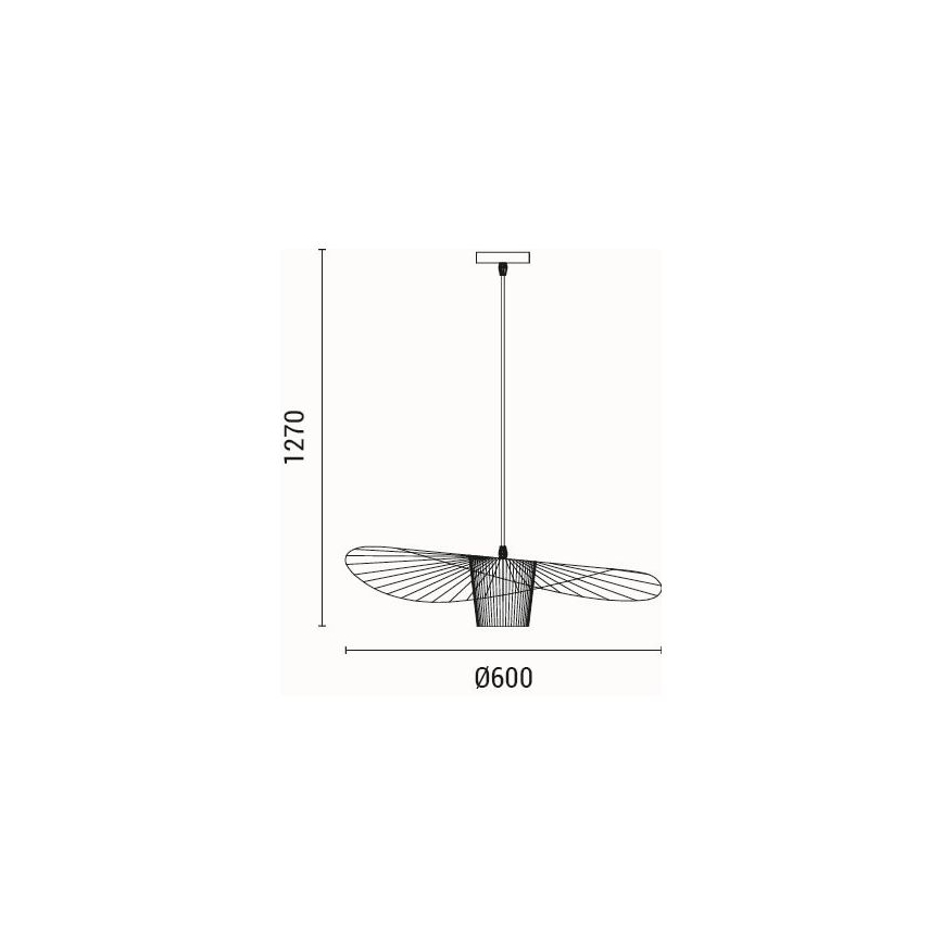 Ljuskrona med textilsladd OGGI 1xE27/40W/230V diameter 60 cm svart