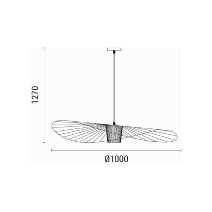 Ljuskrona med textilsladd OGGI 1xE27/40W/230V diameter 100 cm svart