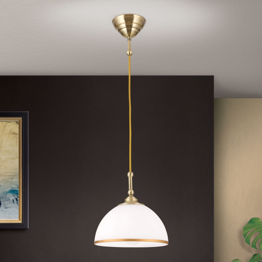 Ljuskrona med textilsladd OLD LAMP 1xE27/40W/230V vit/mässing