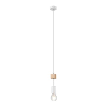 Ljuskrona med textilsladd ORAZIO 1xE27/60W/230V bok - FSC certifierade