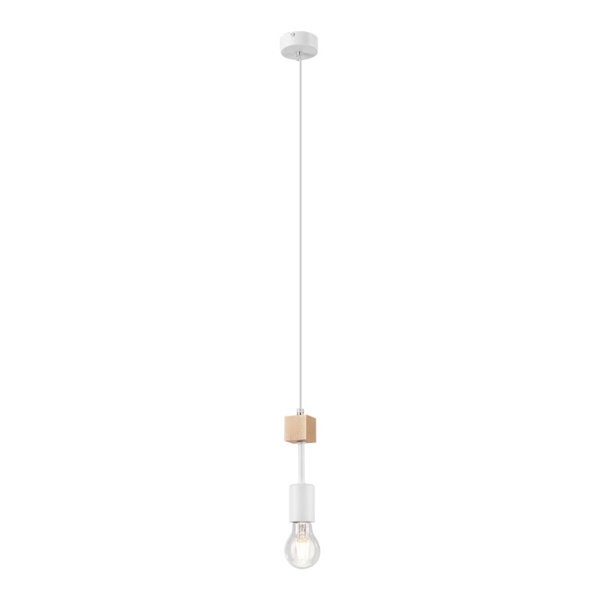 Ljuskrona med textilsladd ORAZIO 1xE27/60W/230V bok - FSC certifierade