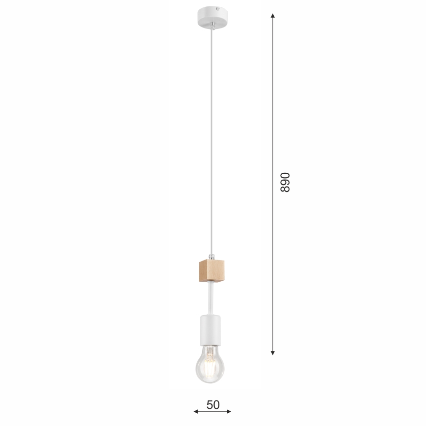 Ljuskrona med textilsladd ORAZIO 1xE27/60W/230V bok - FSC certifierade