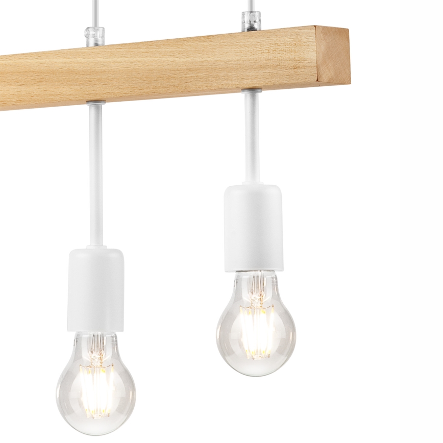 Ljuskrona med textilsladd ORAZIO 4xE27/60W/230V bok - FSC certifierade