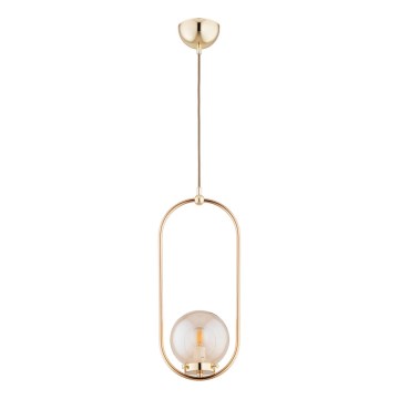 Ljuskrona med textilsladd OVAL 1xE14/10W/230V guld