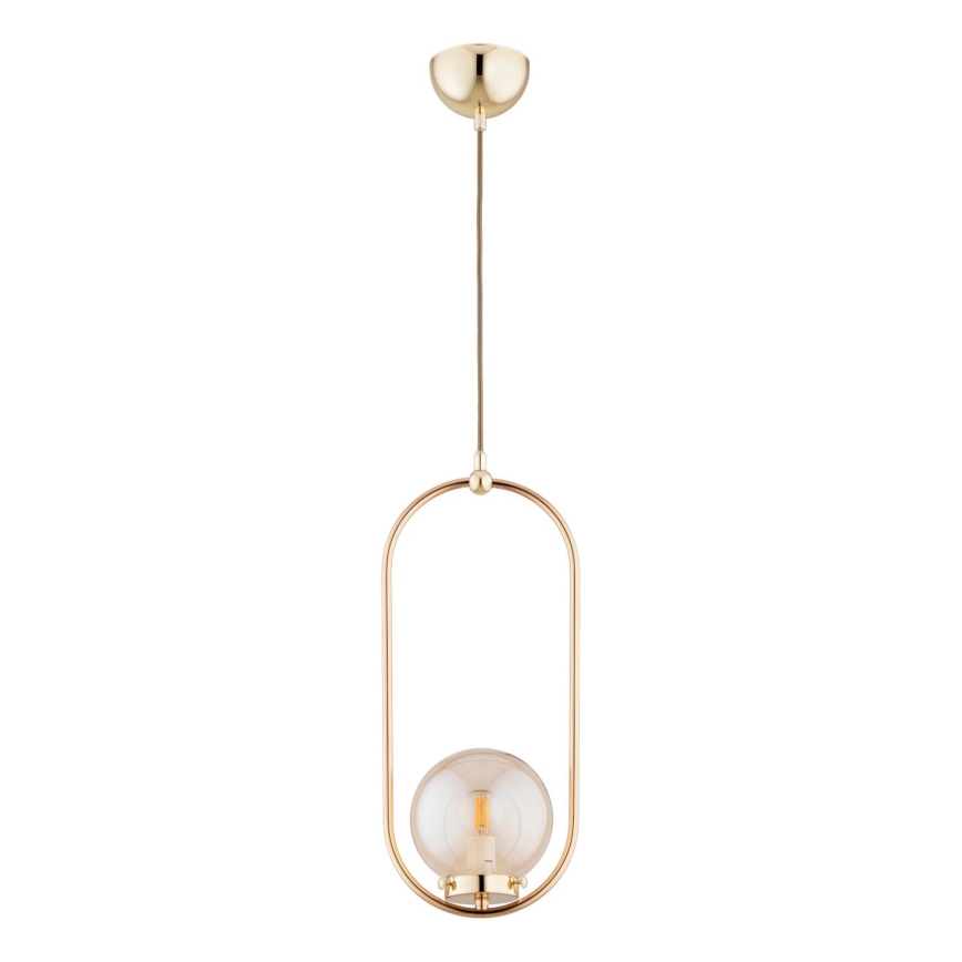 Ljuskrona med textilsladd OVAL 1xE14/10W/230V guld